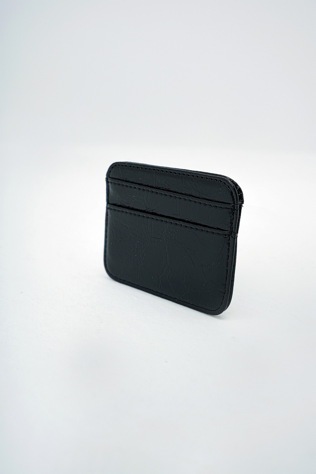 Siyah Suni Deri Mini Kartlık