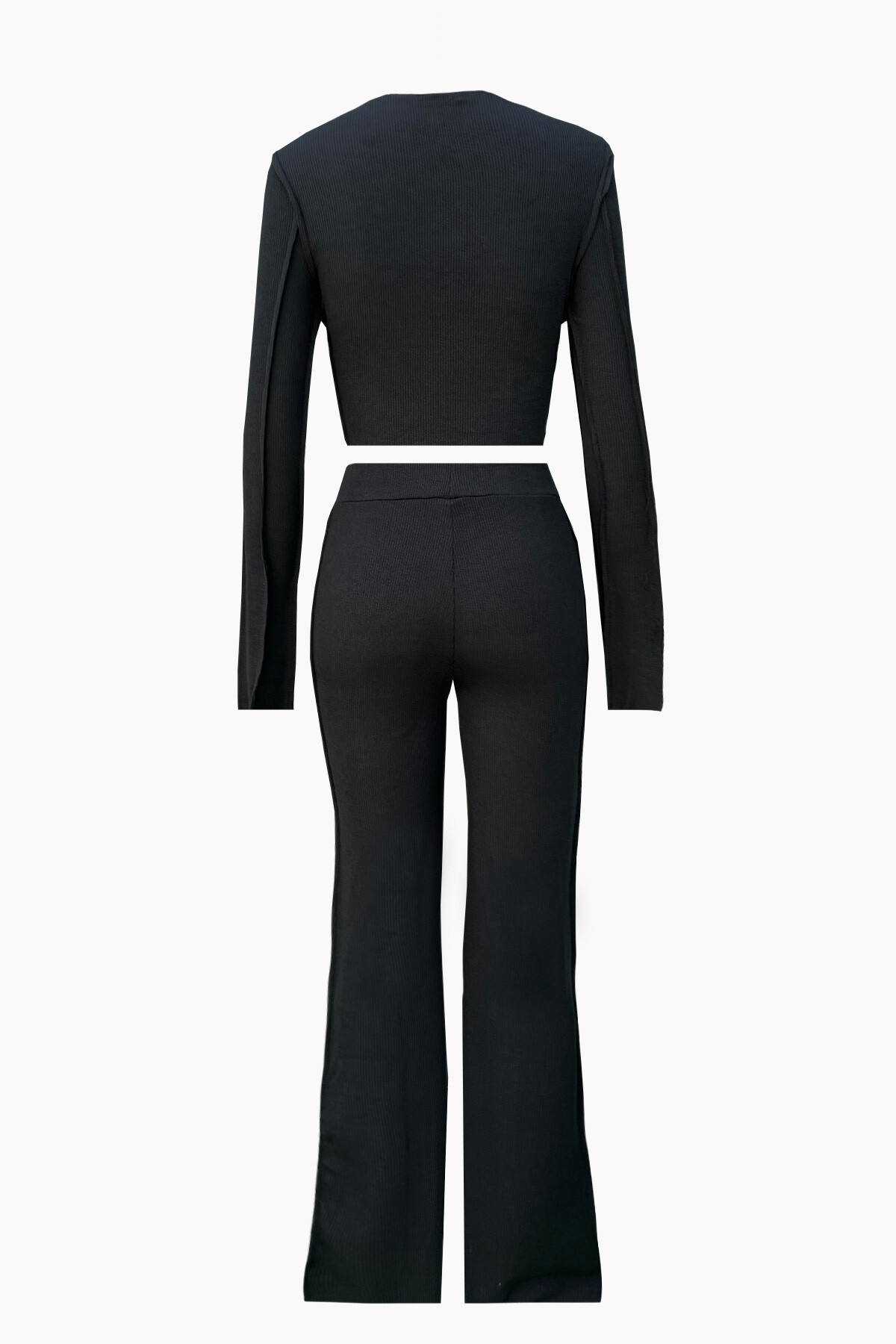 Siyah Ters Dikiş Detaylı Likralı Alt Üst Takım