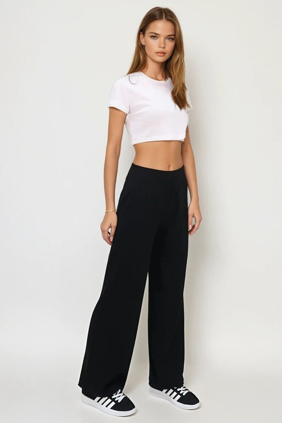Siyah Triko Palazzo Pantolon