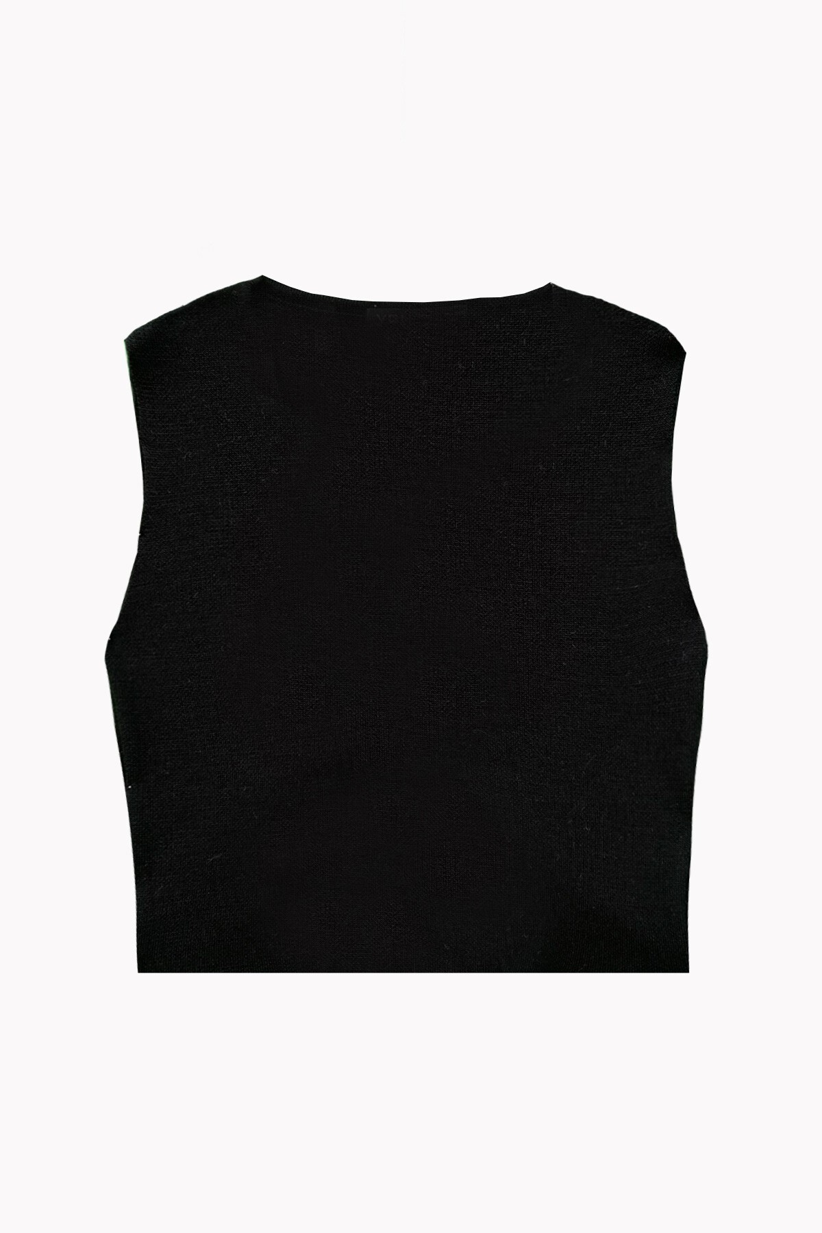 Siyah V Yaka Gold Düğme Detaylı Triko Yelek