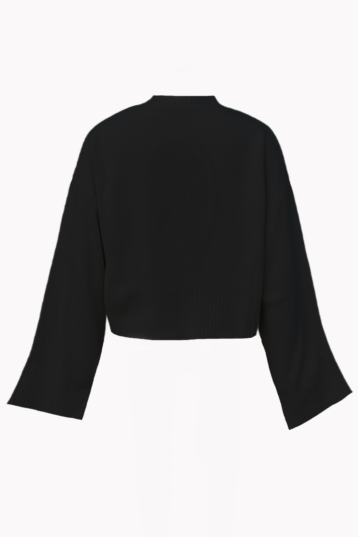 Siyah Yarım Balıkçı Geniş Manşetli Triko Kazak