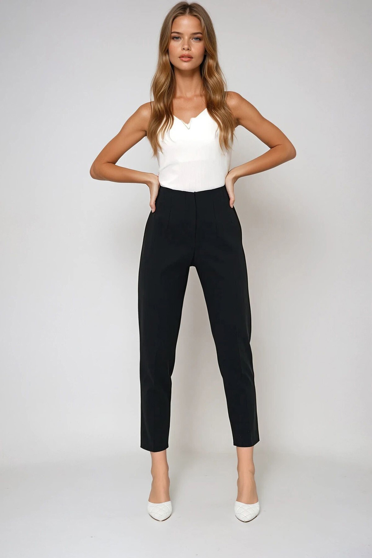 Siyah Yüksek Bel Havuç Pantolon