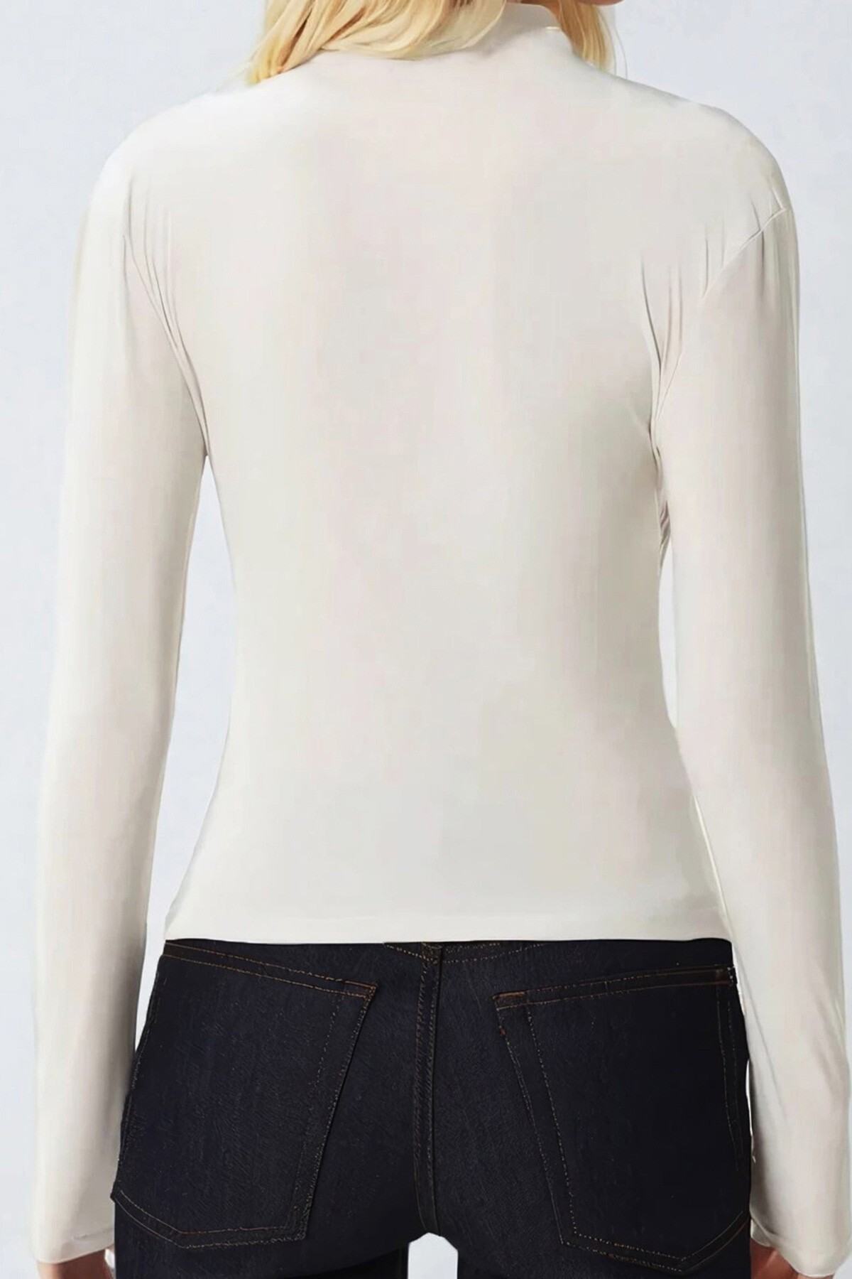 Taş Yarım Balıkçı Drape Detaylı Sandy Bluz