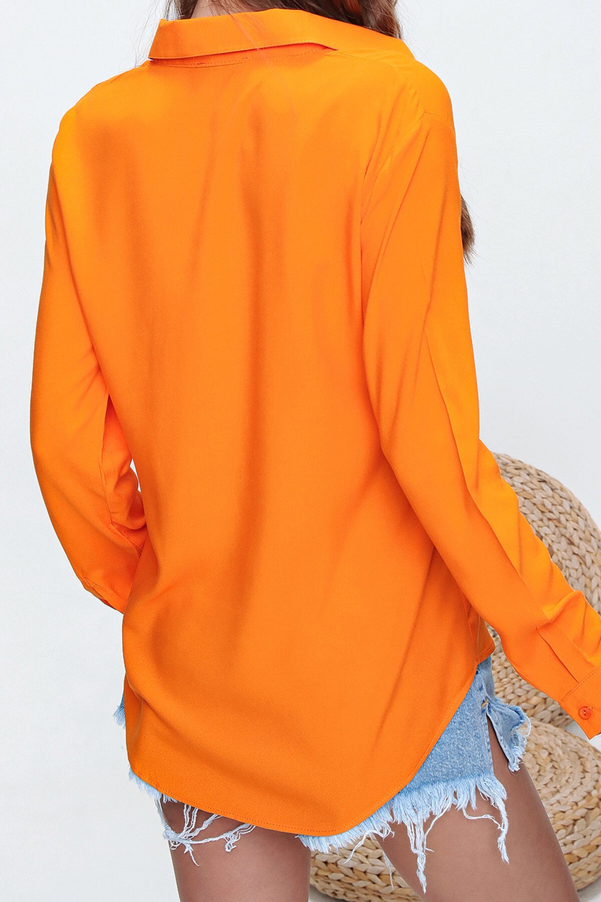 Turuncu Basic Dokuma Gömlek