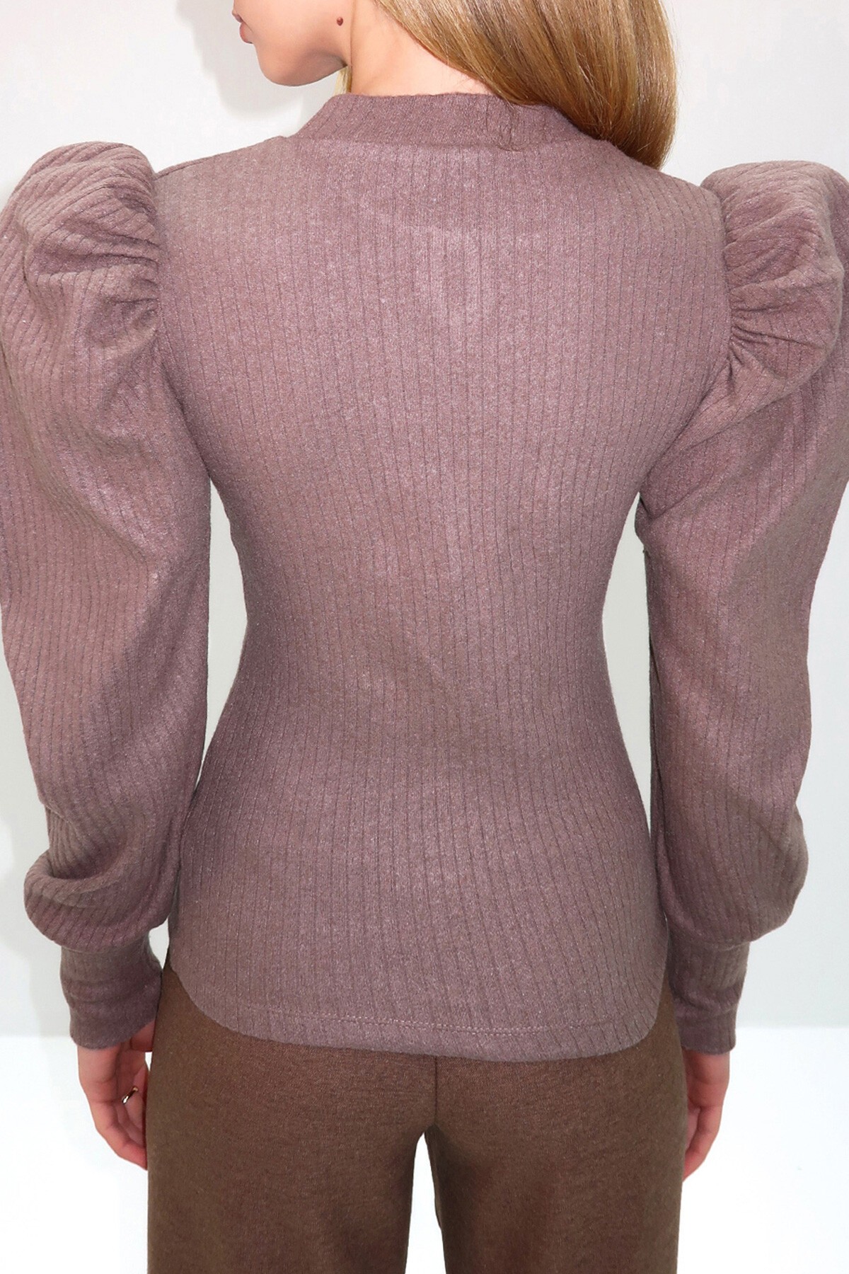 Vizon Bisiklet Yaka Damla Dekolteli Prenses Kol Triko Bluz