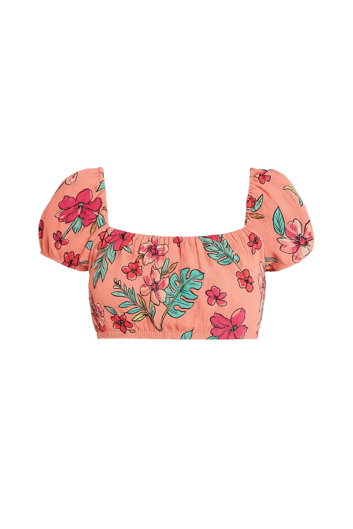 Yavruağzı Fiston Nakışlı Sırtı Bağcıklı Crop Bluz Vgn-X6563-Rw