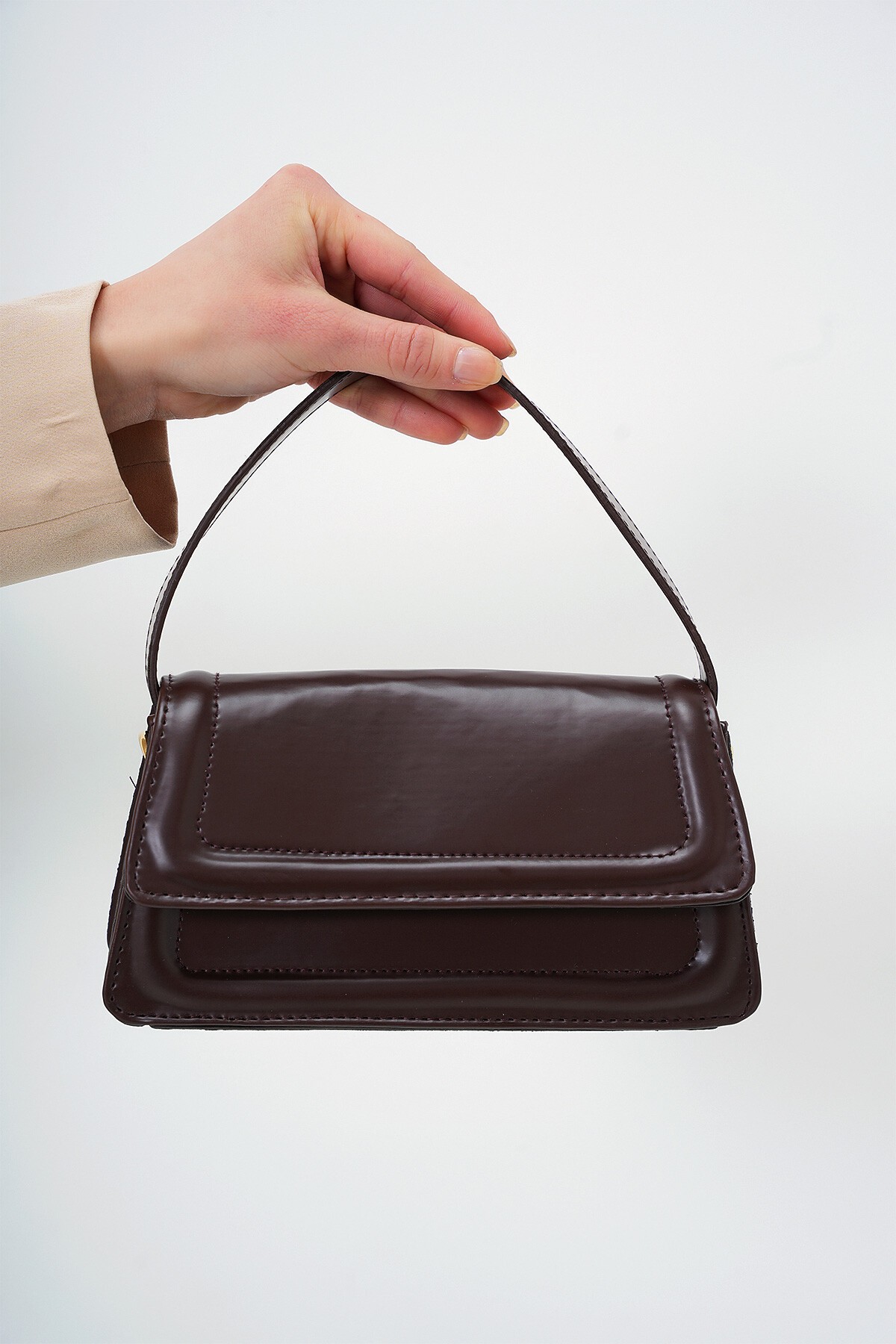 Acı Kahve Tek Bölmeli Çıkarılabilir Kordonlu El Ve Omuz Çantası