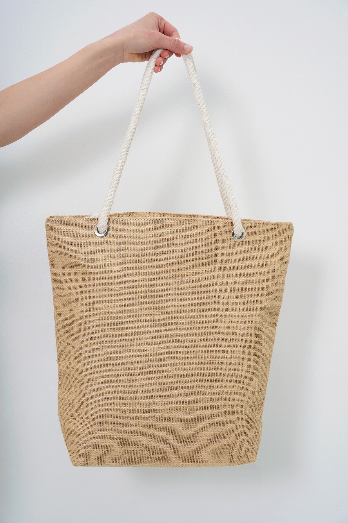 Açık Bej Maxi Boy Hasır Plaj Çantası