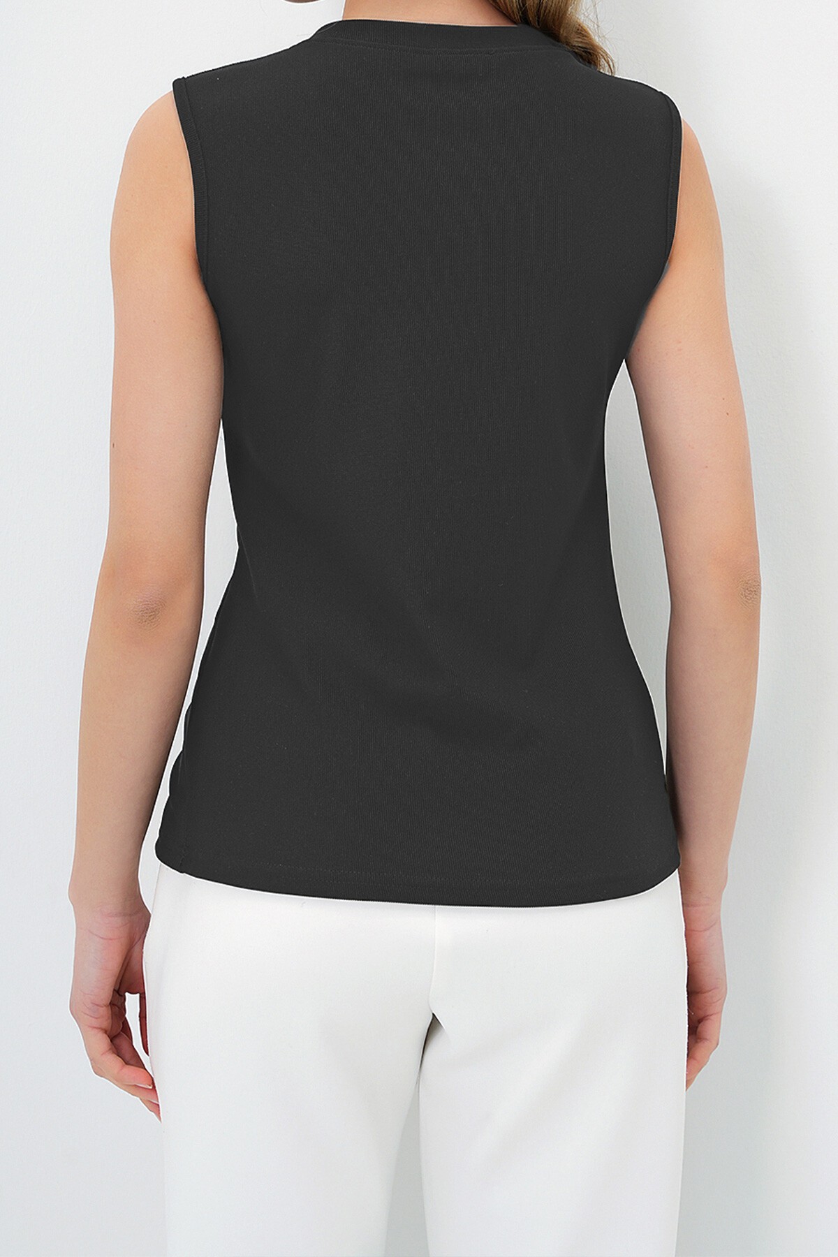 Antrasit Bisiklet Yaka Gold Düğmeli Ottoban Bluz