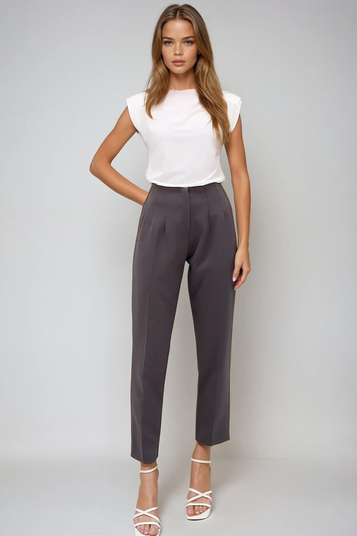 Antrasit Yüksek Bel Havuç Pantolon