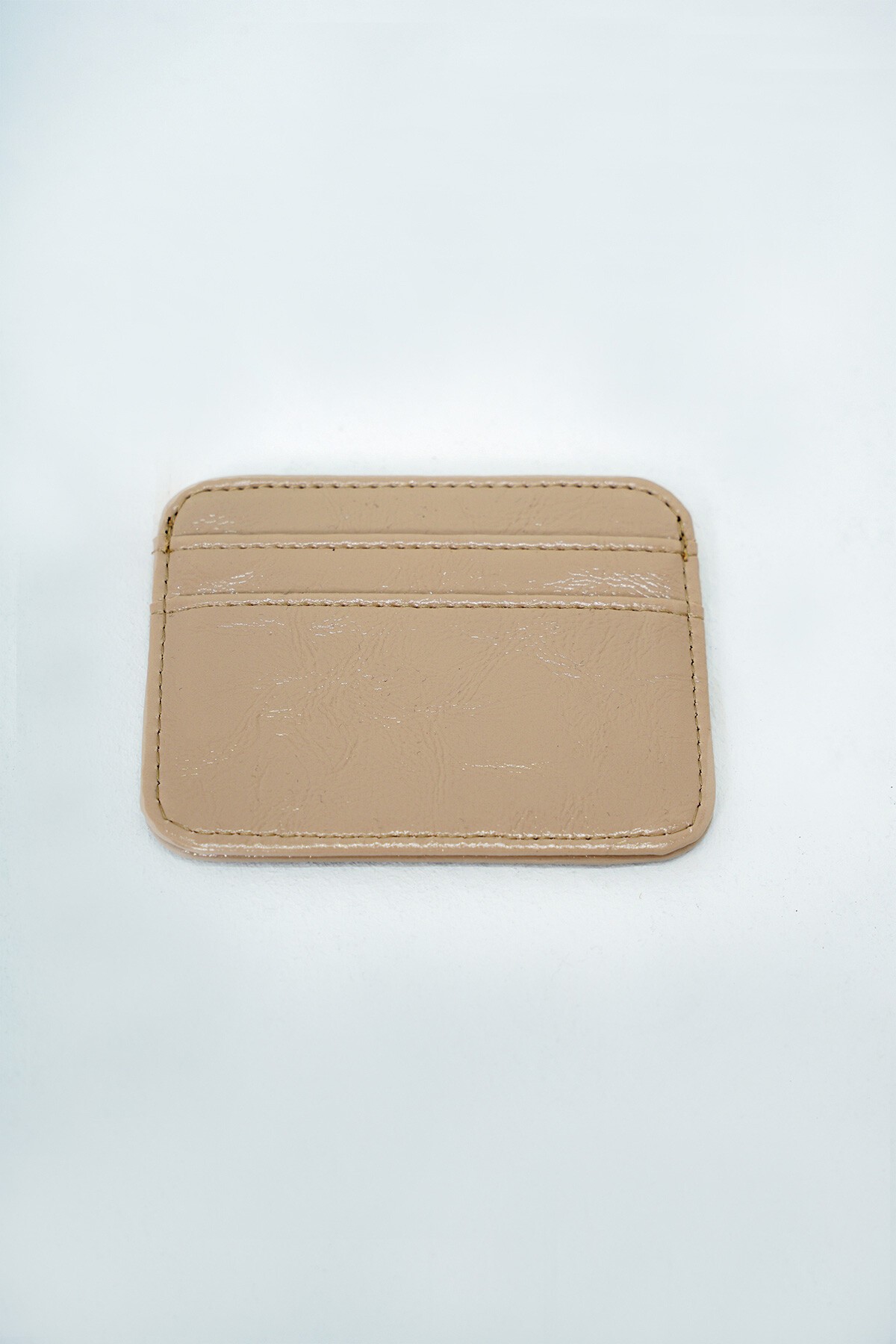 Bej Suni Deri Kartlık Boy Fermuarlı Mini Cüzdan