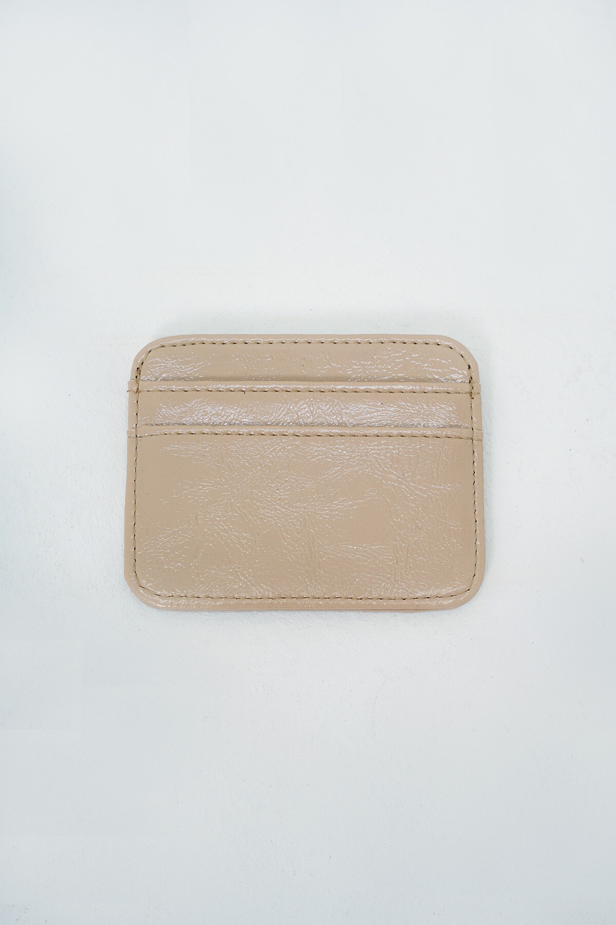 Bej Suni Deri Kartlık Boy Fermuarlı Mini Cüzdan