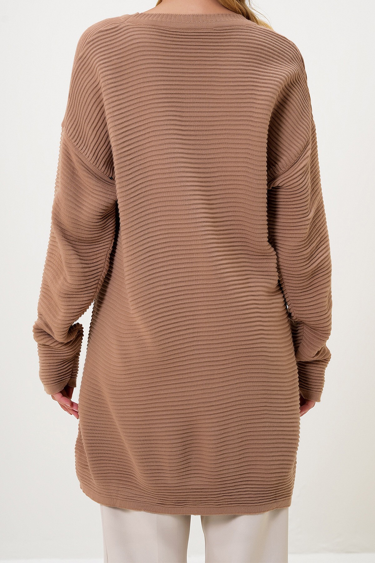 Bisküvi Bisiklet Yaka Gold Düğme Detaylı Triko Tunik