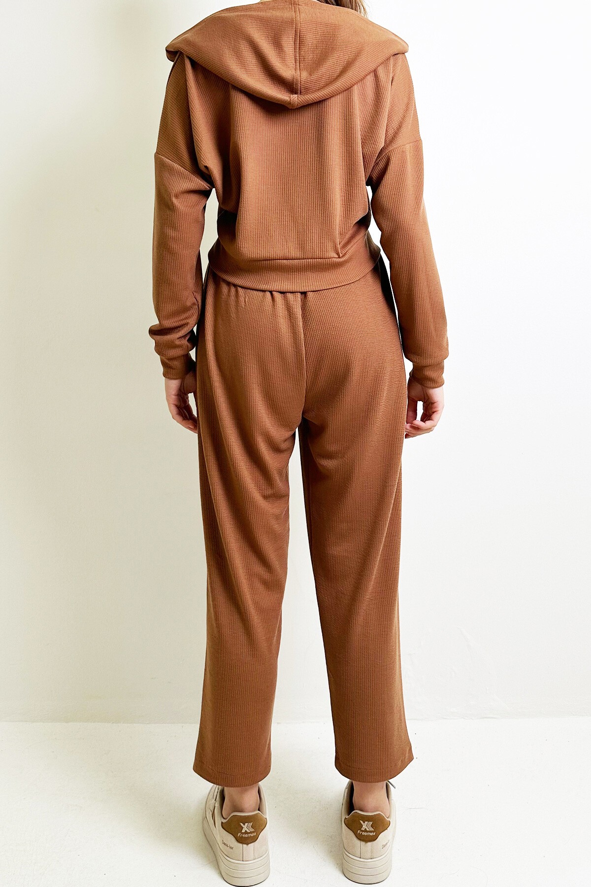 Bisküvi Kapüşonlu Kruvaze Yaka Bol Kesim Modal Alt Üst Takım