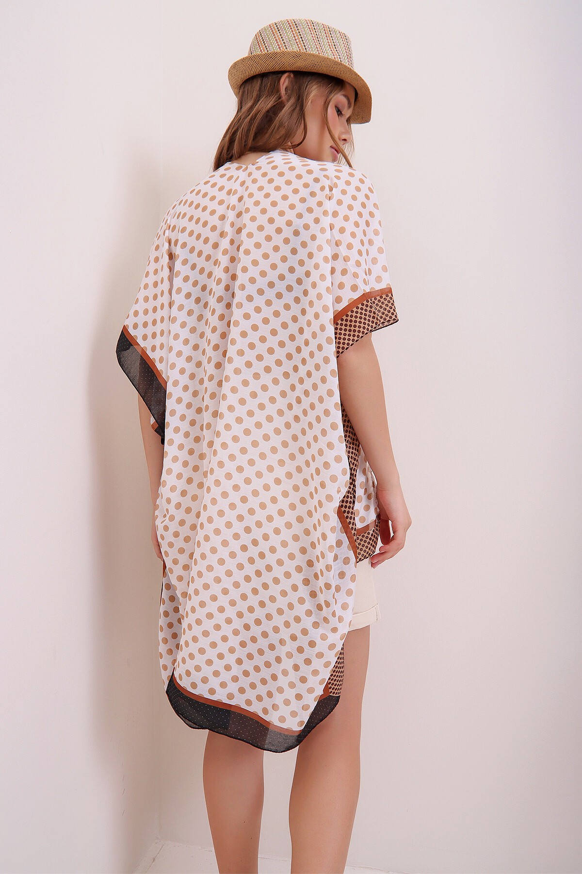 Bisküvi Oversize Pamuklu Desenli Kimono