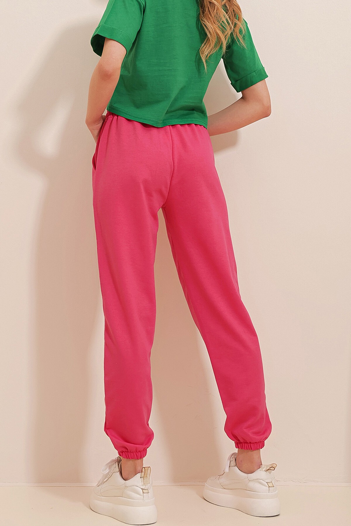 Fuşya Beli Ve Paçası Lastikli Basic Eşofman Altı