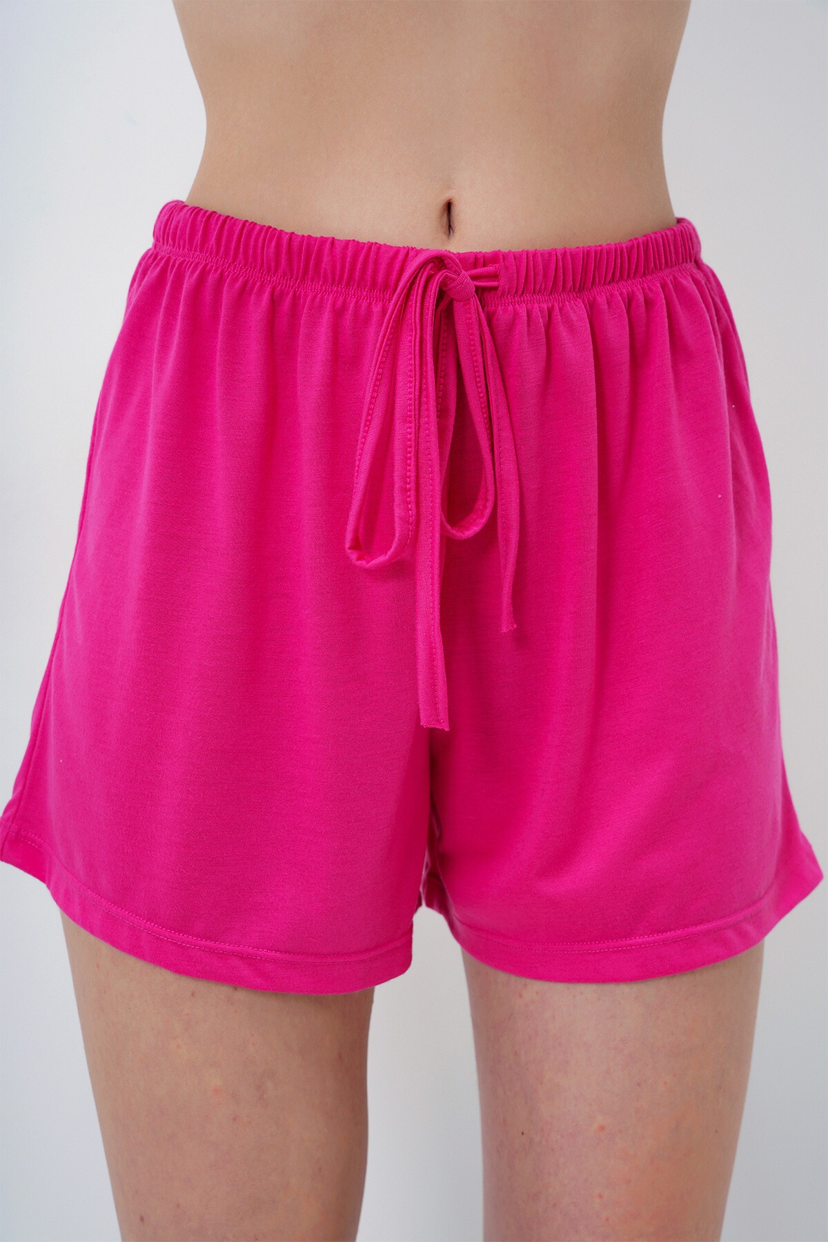 Fuşya Limon Baskılı Pamuklu Basic T Shırt Ve Şortlu Pijama Takımı