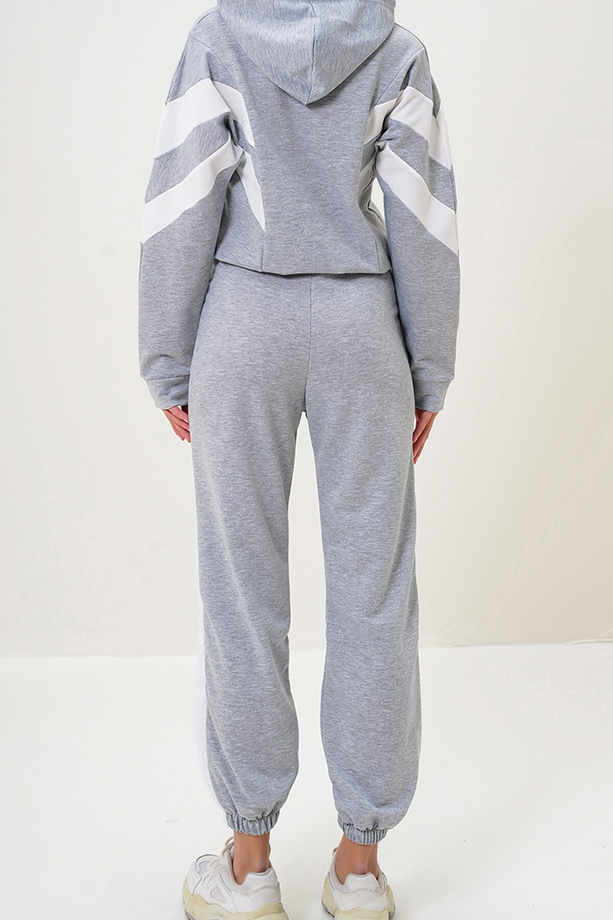 Grimelanj Kapüşonlu Renk Bloklu  İki İplik  Sweatshırt Ve Paçası Lastikli Eşofman Takımı
