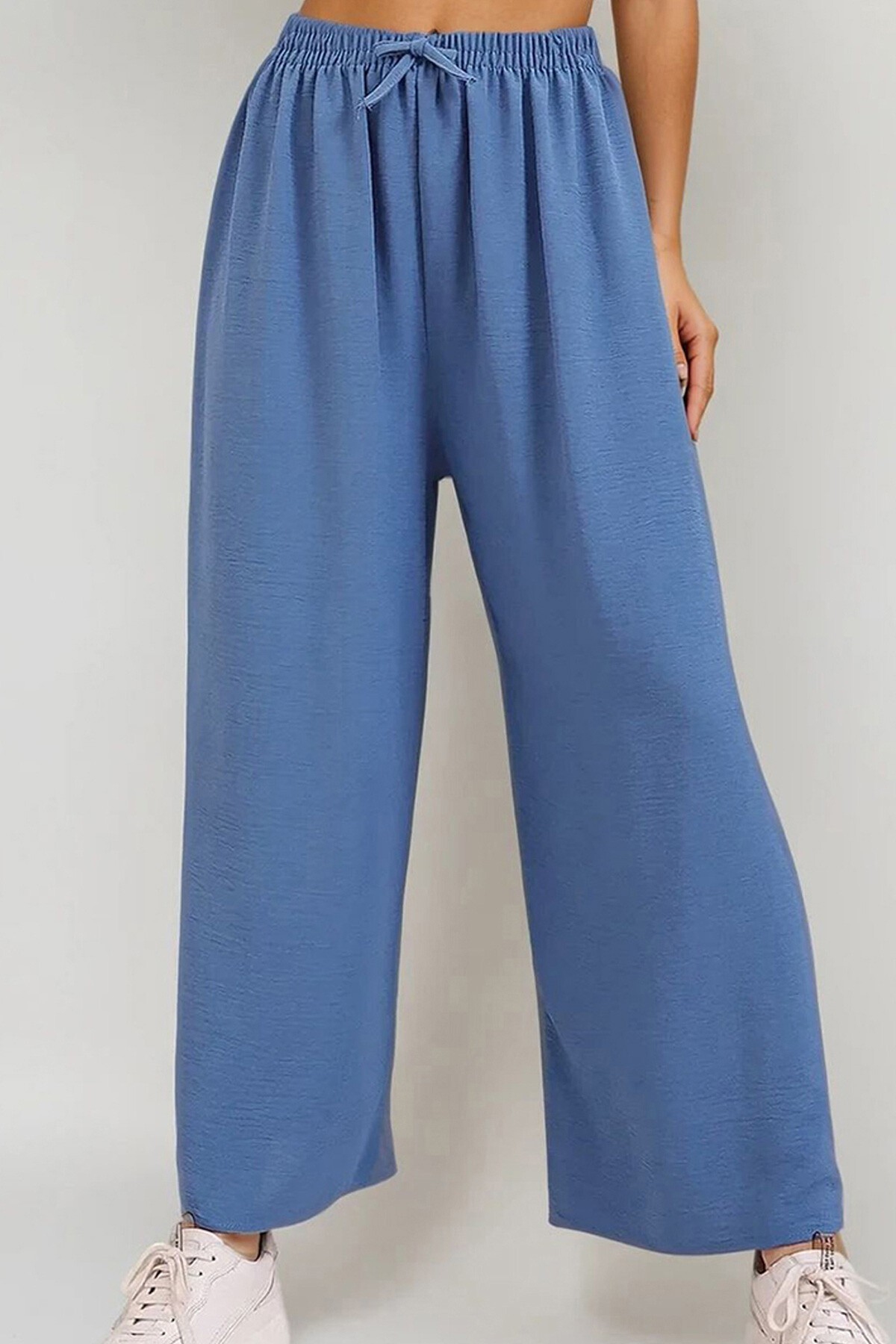 İndigo Beli Lastikli Rahat Kesim Aerobin Pantolon