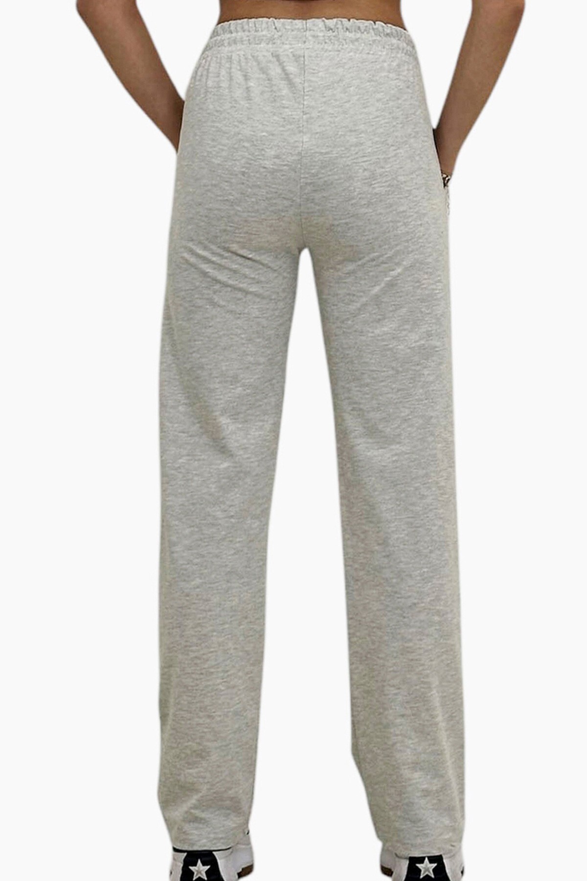 Karmelanj Yüksek Bel Önü Çimalı Bol Paça Çift Cepli Eşofman Altı