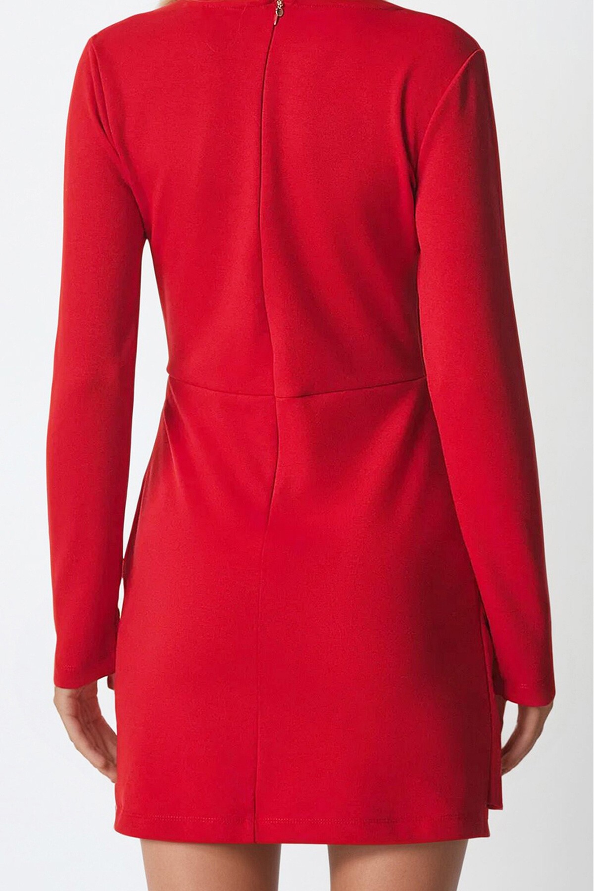 Kırmızı Kruvaze Yaka Sandy Elbise