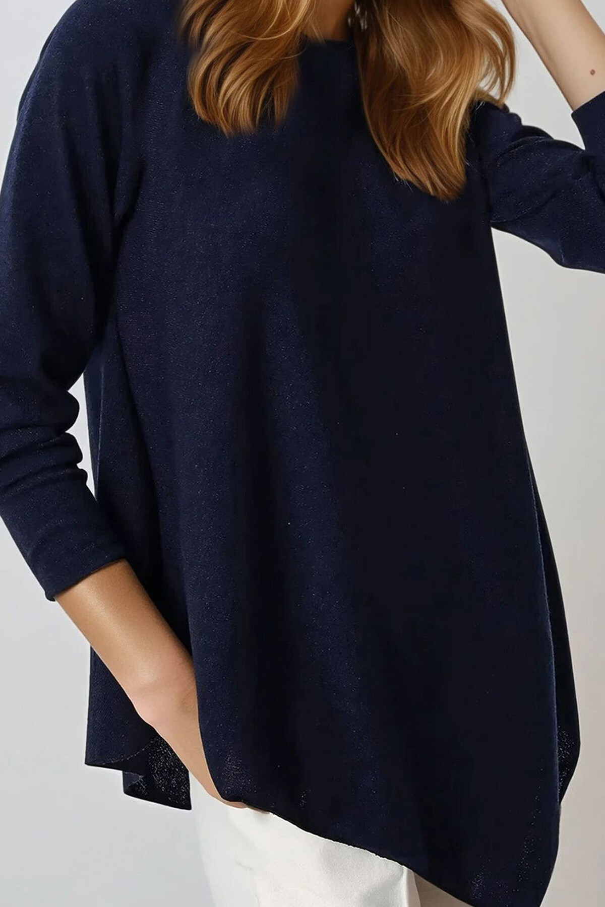 Lacivert Asimetrik Kesim Tunik