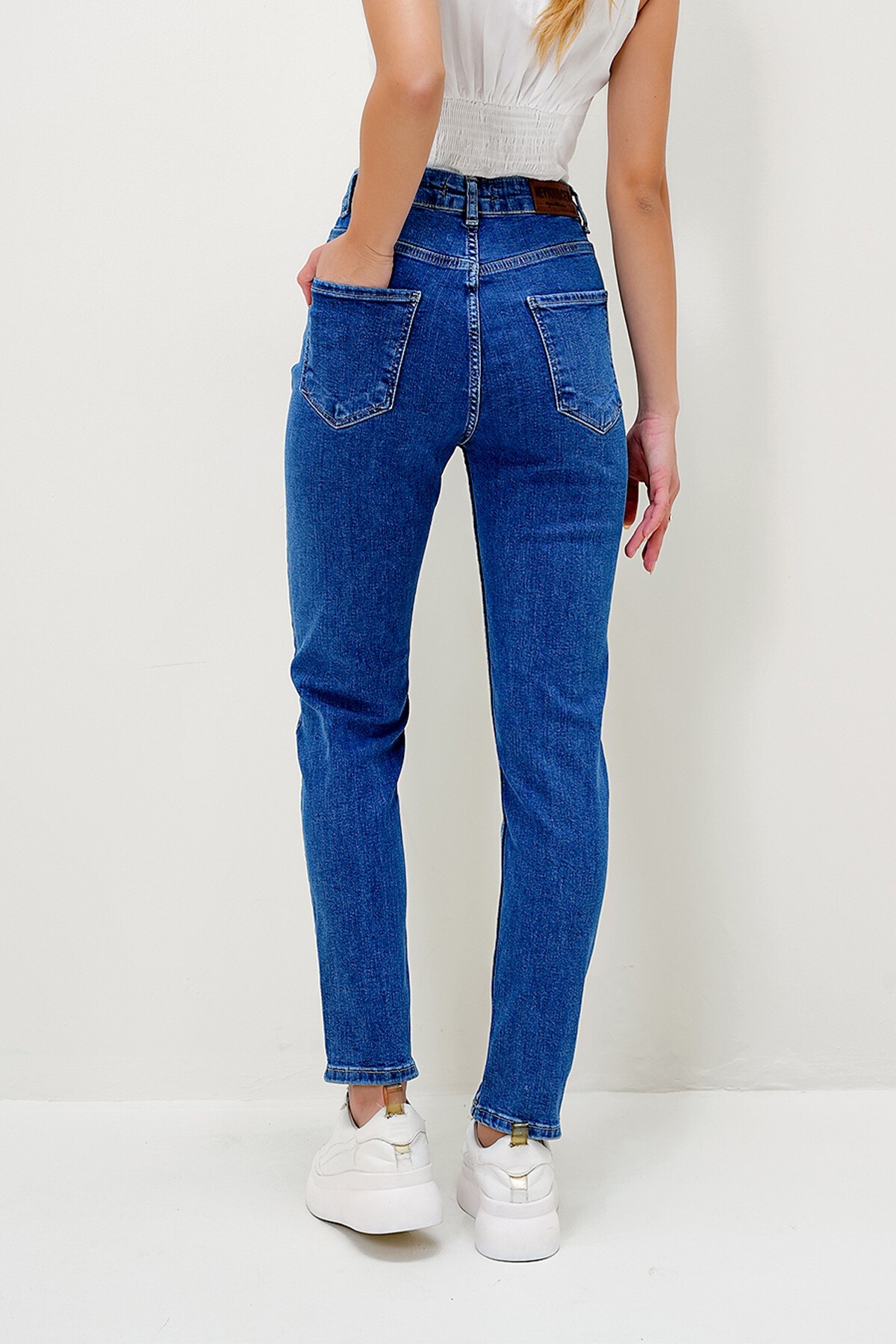 Mavi 5 Cep Yıkamalı Boru Paça Likralı Jean Pantolon