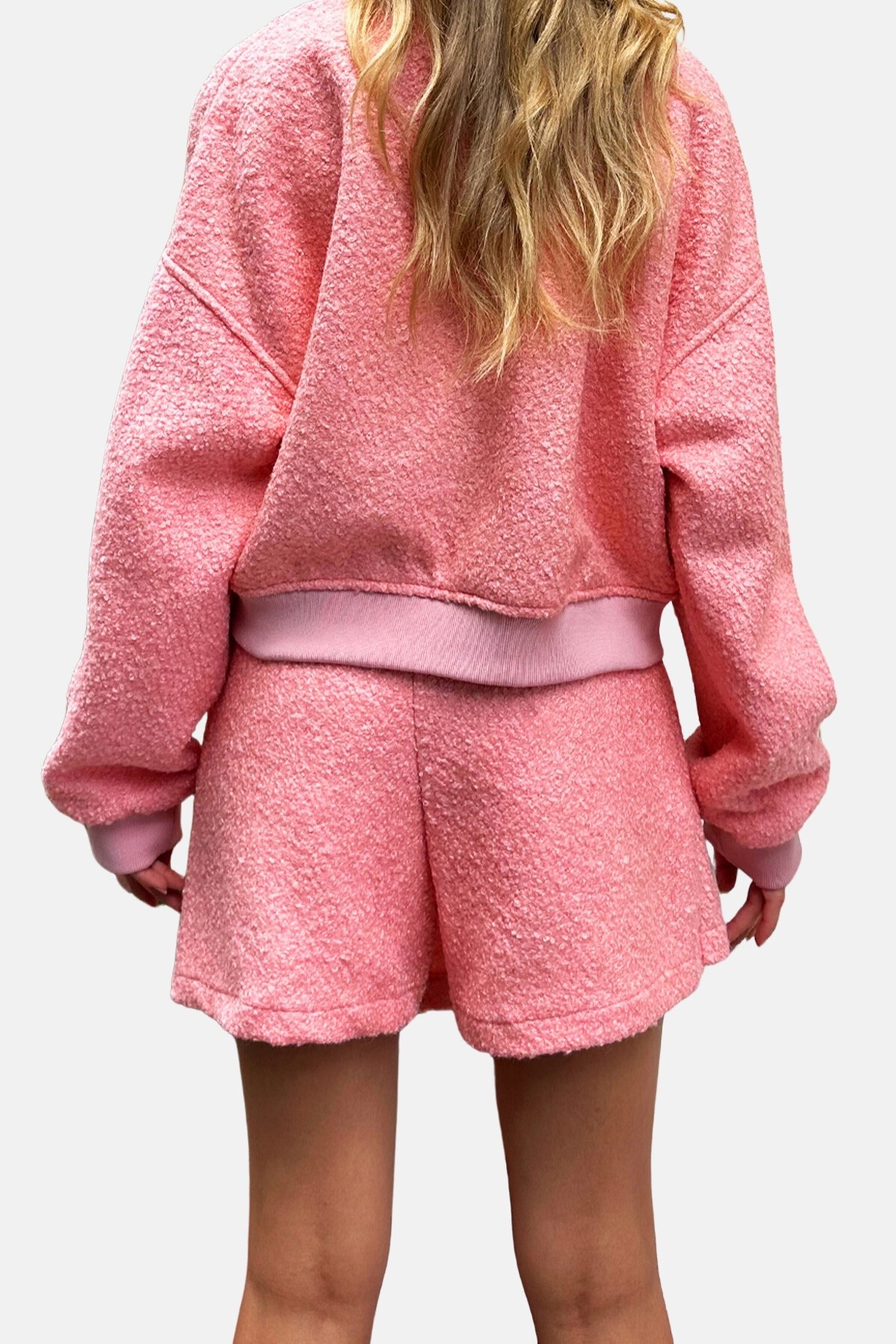 Pembe Bomber Ceket Ve Etekli Kışlık Takım