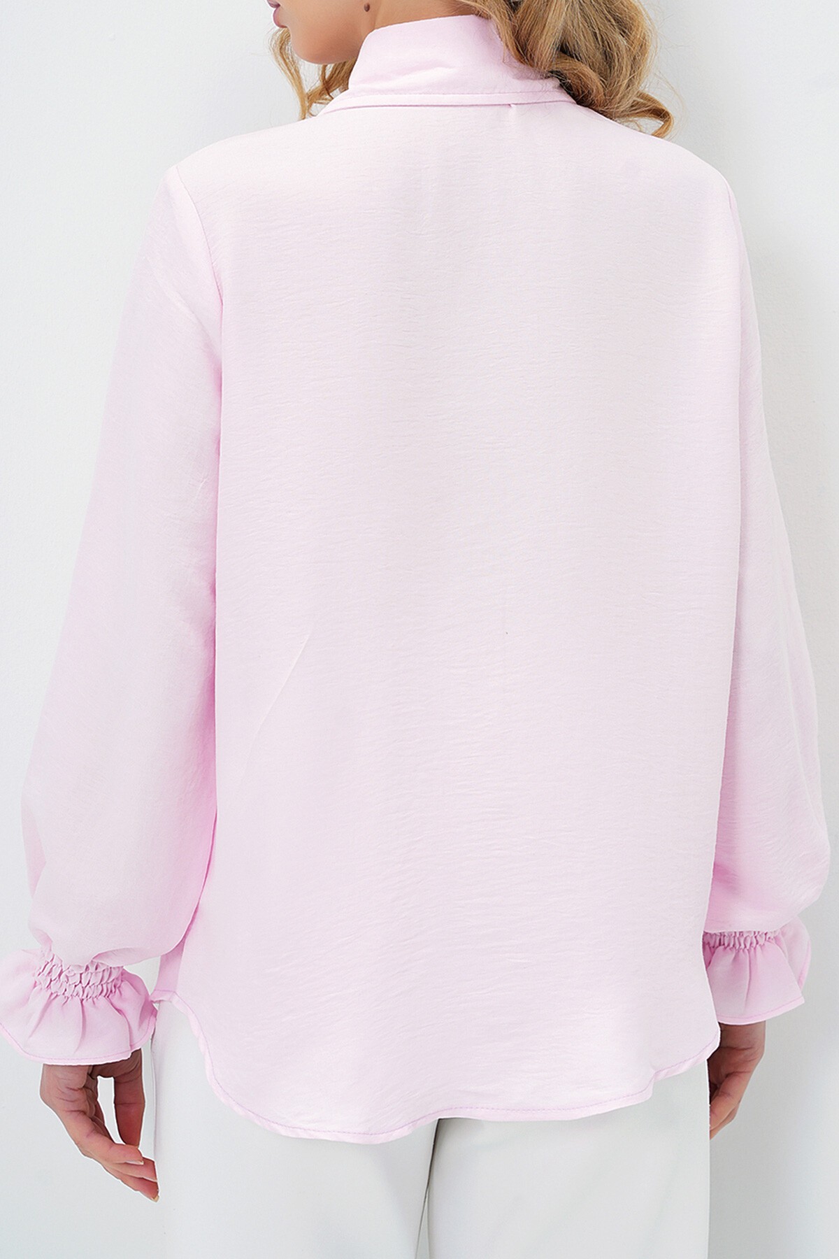 Pembe İnci Ve Taş İşlemeli Aerobin Gömlek
