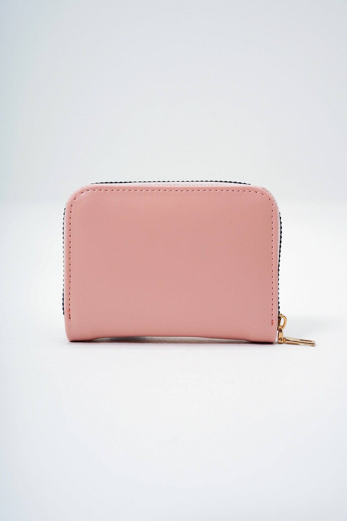 Pembe Suni Deri Kartlık Boy Fermuarlı Mini Cüzdan