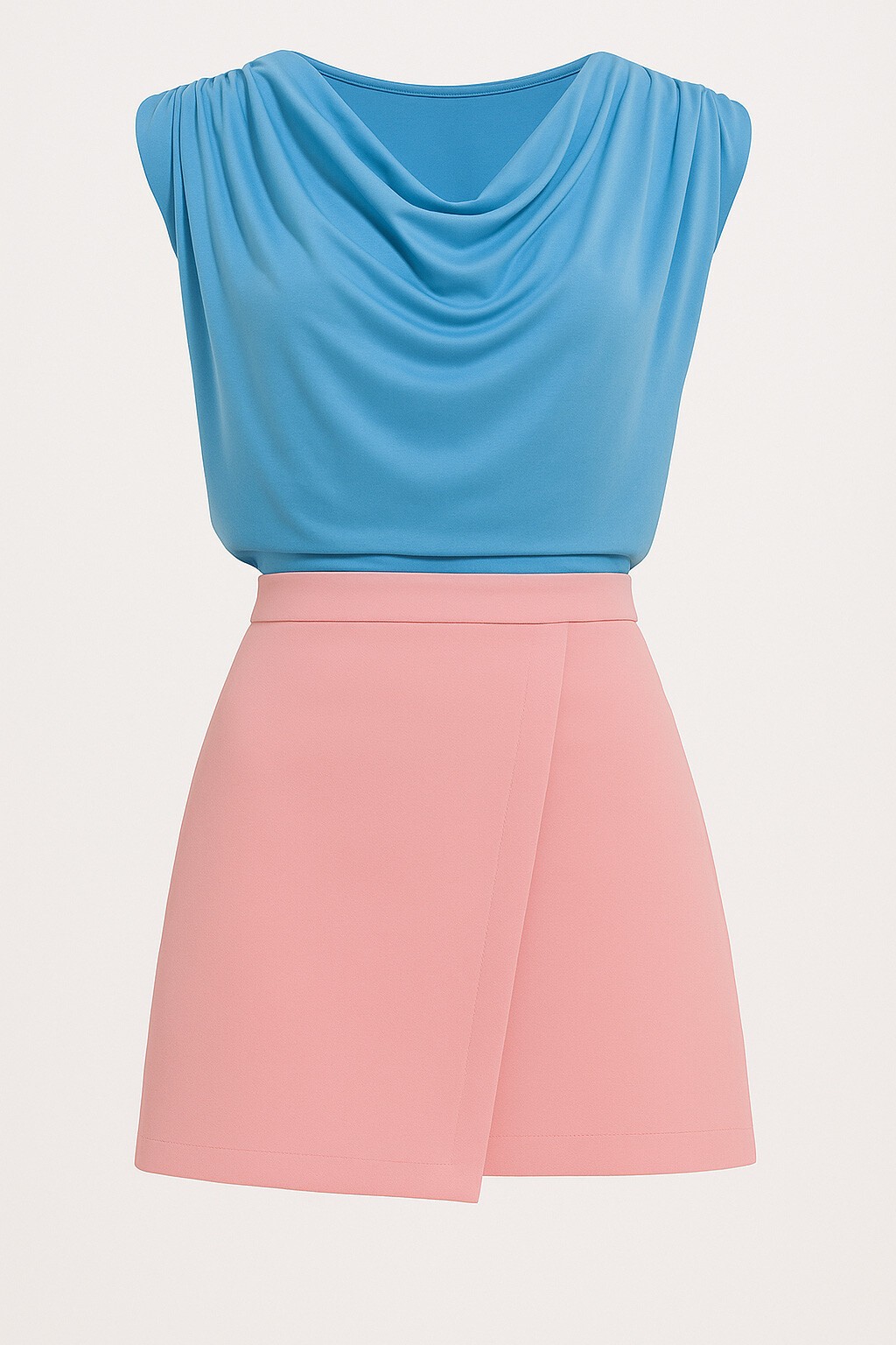 Pudra Pembe Gizli Fermuarlı Anvelop Kesim Şort Etek