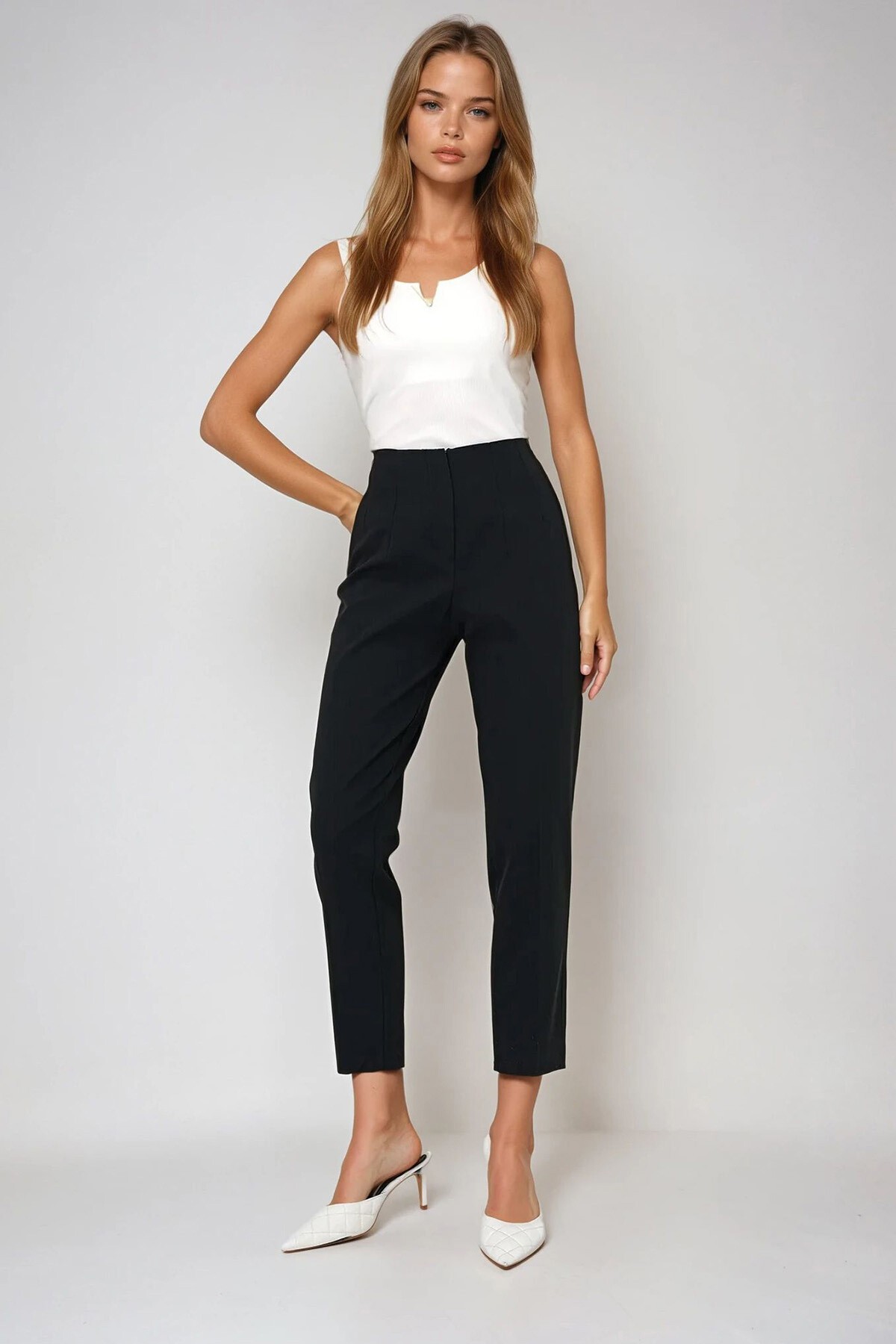 Siyah Yüksek Bel Havuç Pantolon