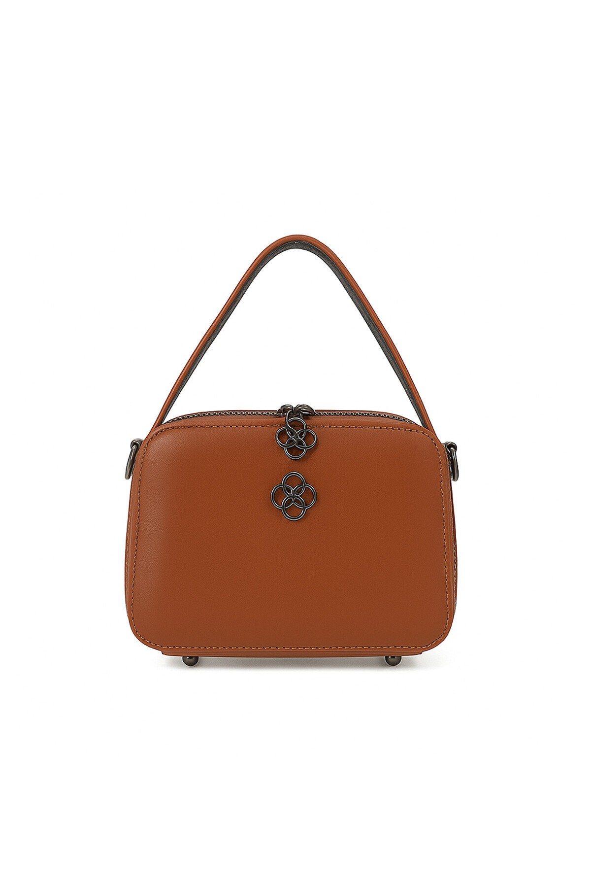 Taba İki Gözlü Metal Aksesuarlı Çıkarılabilen Omuz Askılı El Çantası