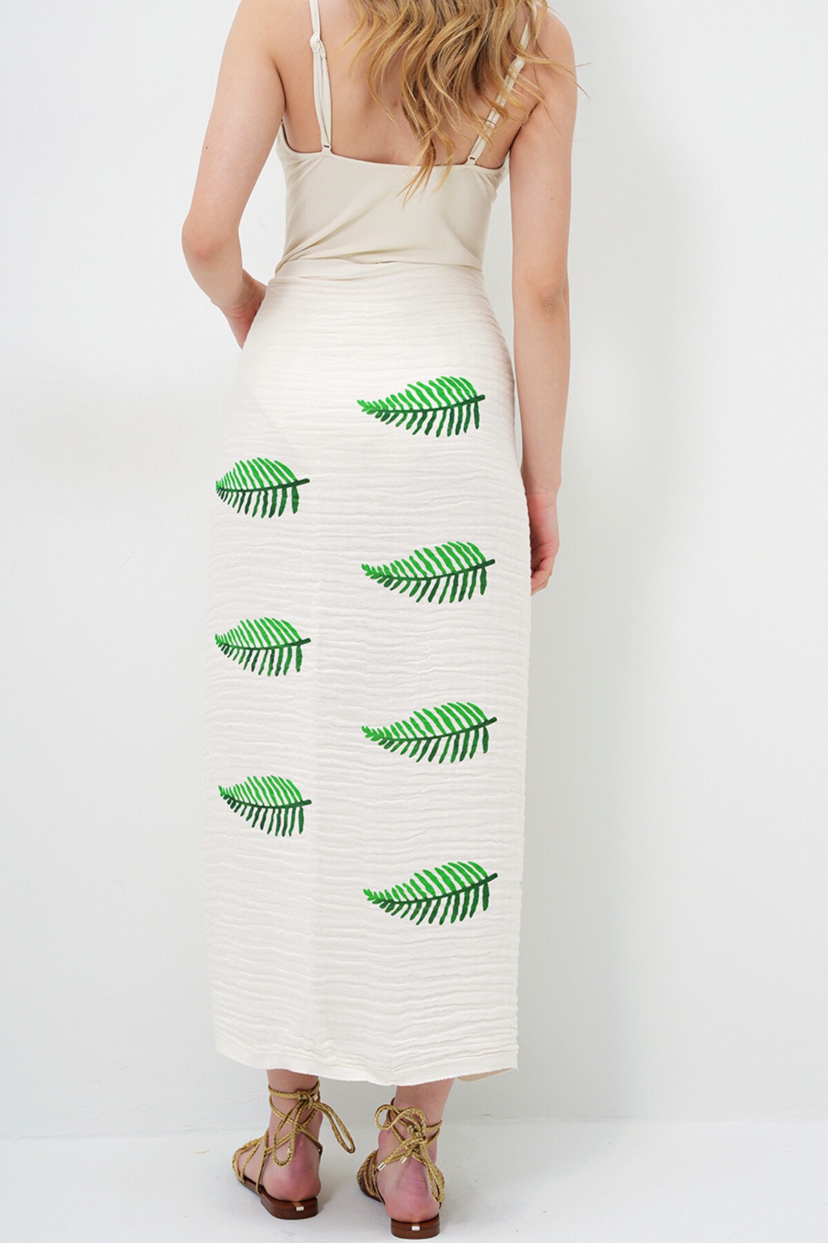 Yeşil Desenli Müslin Havlu Pareo