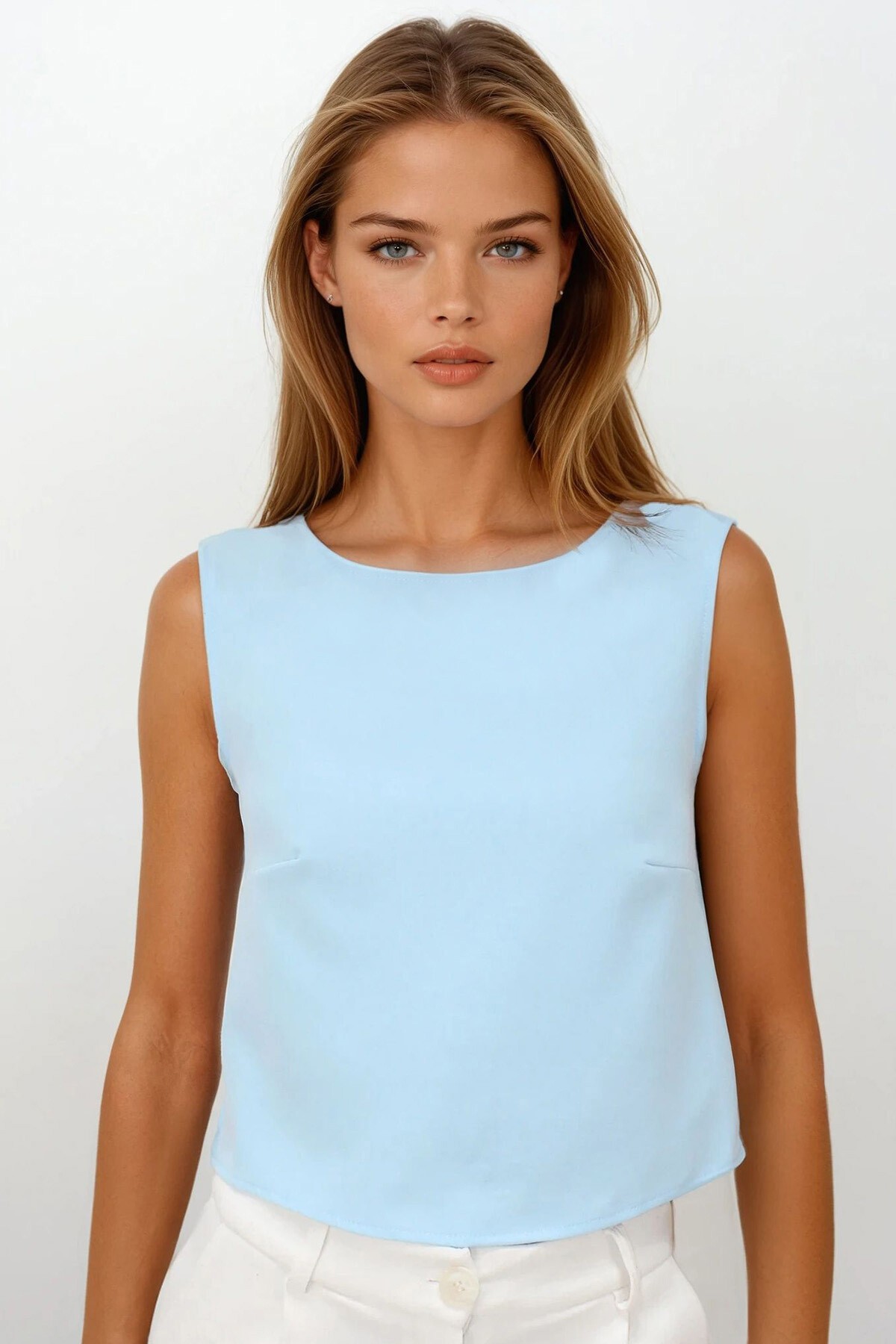 Bebe Mavi Sırtı Fiyonk Detaylı Bluz