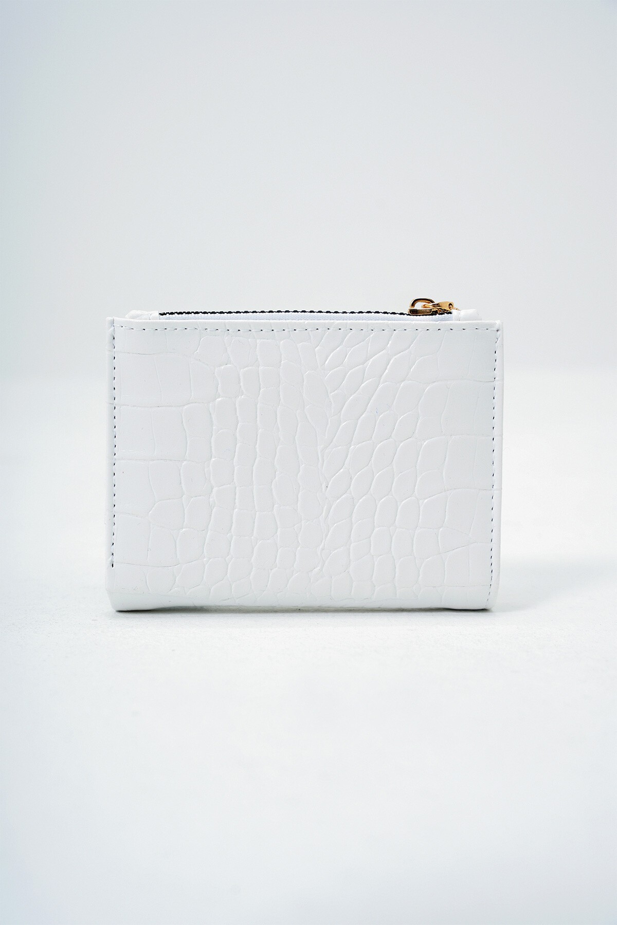 Beyaz Suni Deri Croco Desen Kağıt Ve Bozuk Para Bölmeli Cüzdan Kartlık