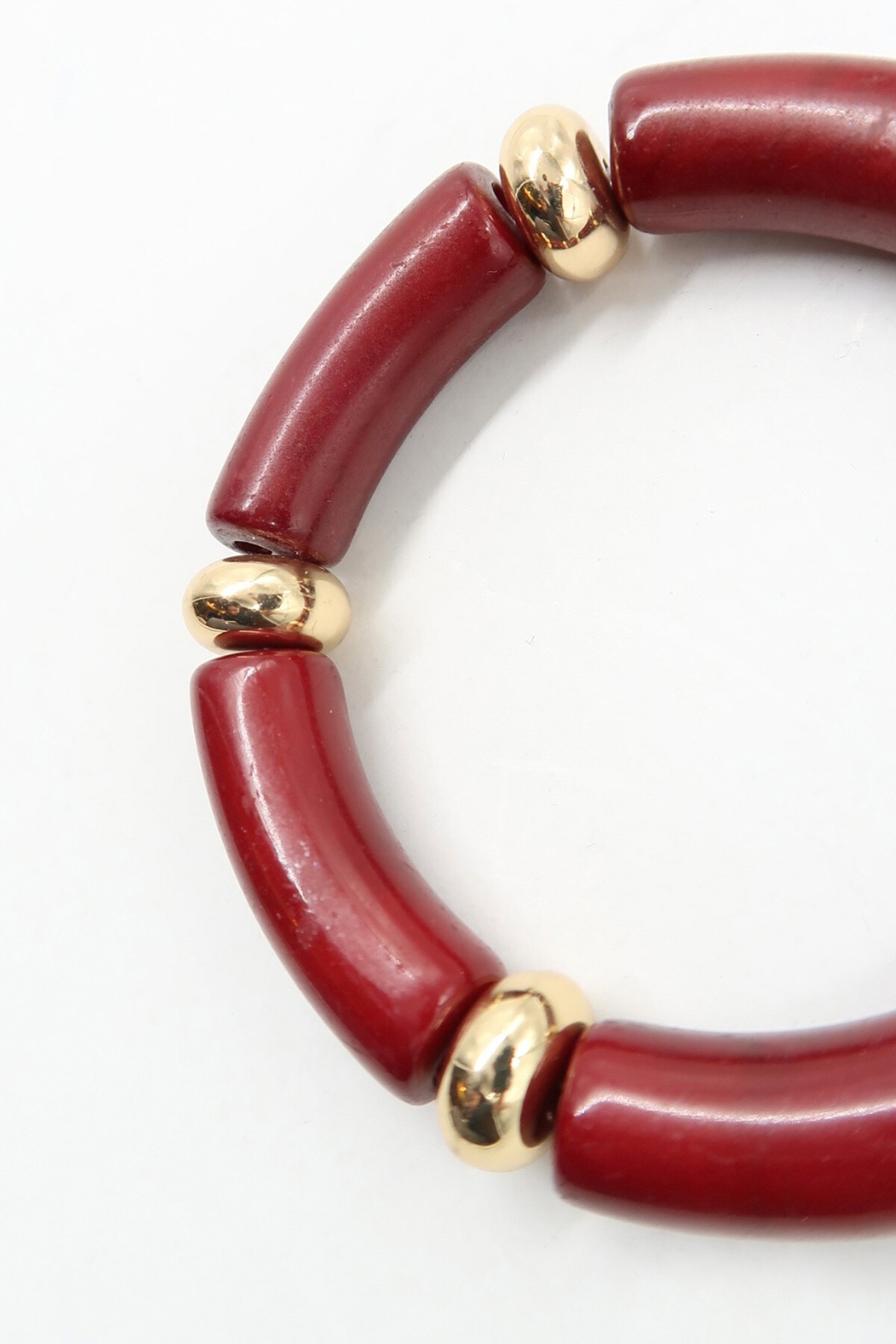 Bordo Gold Detaylı Lastikli Kemik Bileklik