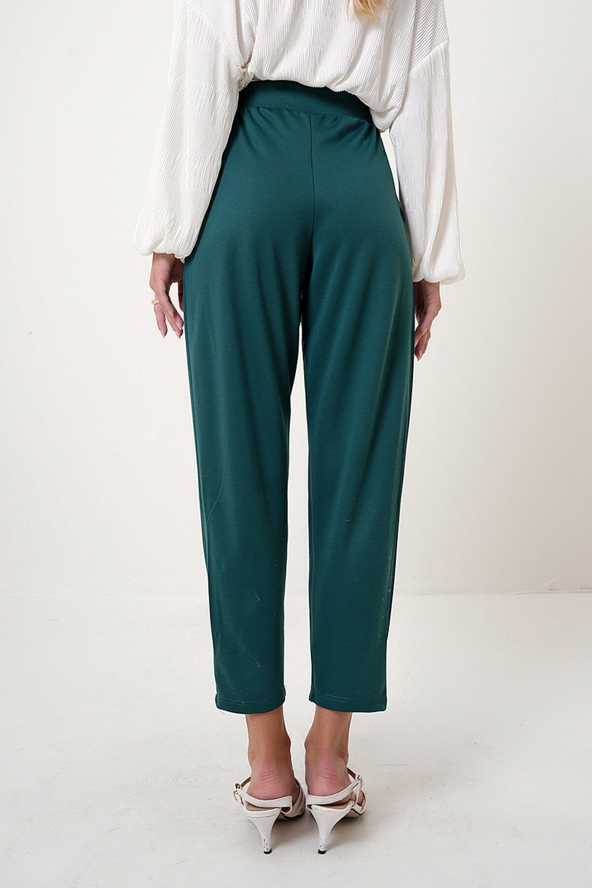 Ceviz Yeşili Yüksek Bel Havuç Pantolon