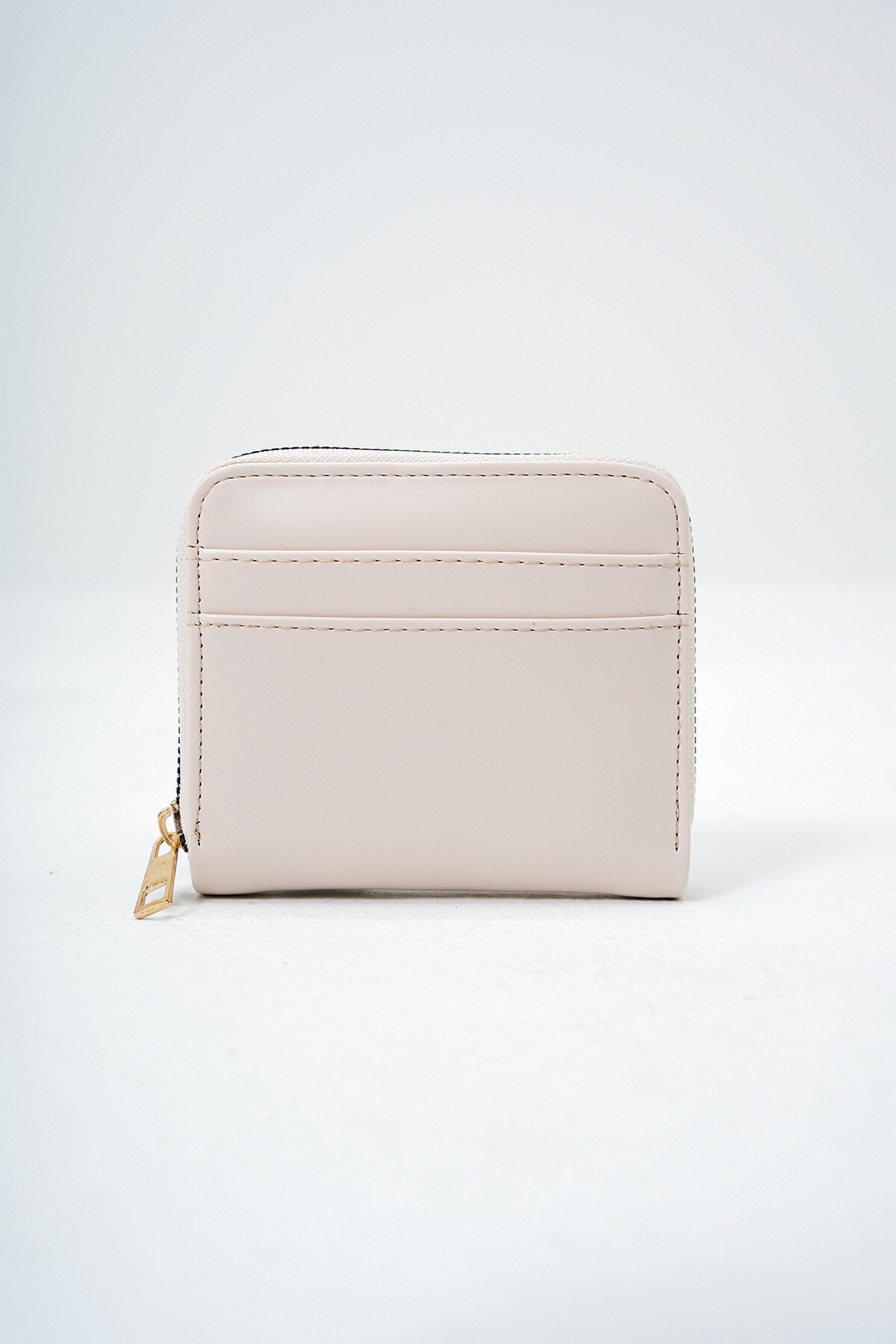 Ekru Suni Deri Fermuarlı Kart Bölmeli Şık Yumuşak Deri Cüzdan