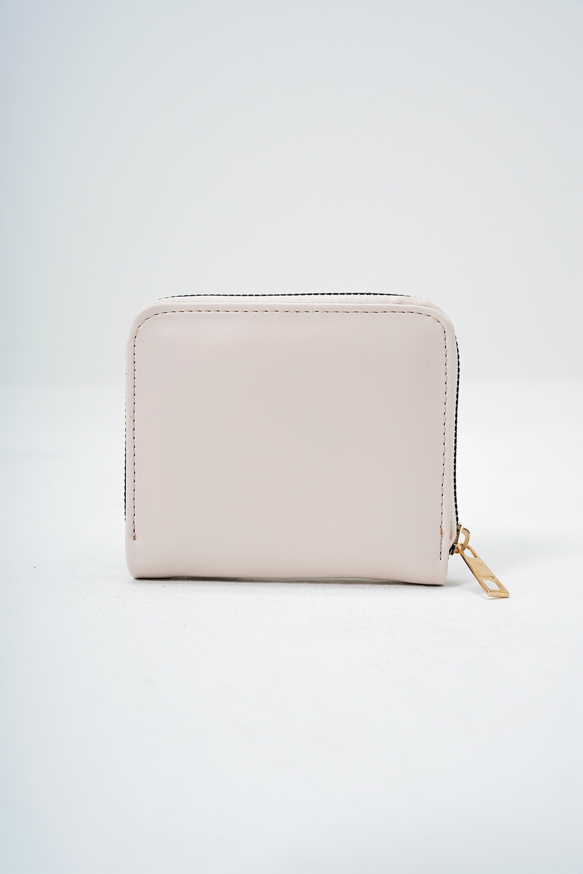 Ekru Suni Deri Fermuarlı Kart Bölmeli Şık Yumuşak Deri Cüzdan