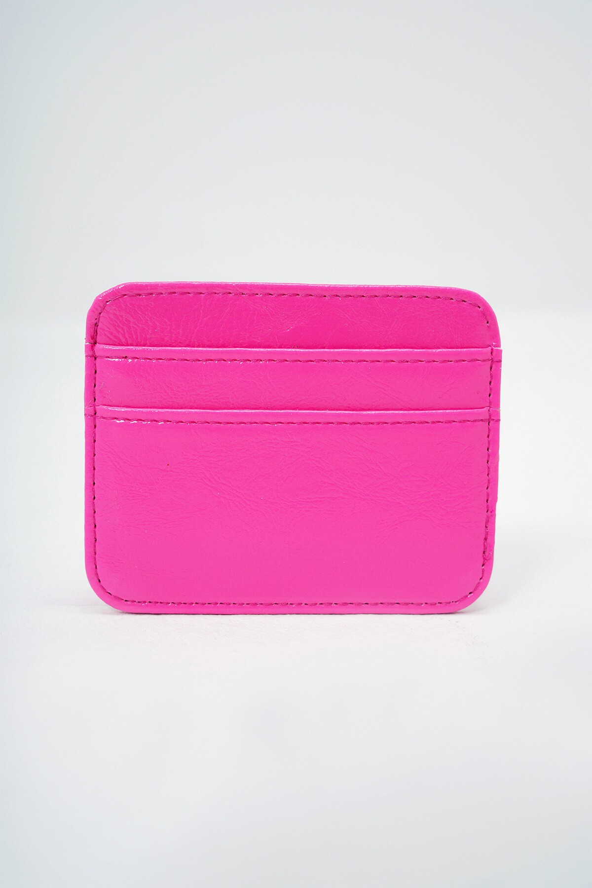 Fuşya Suni Deri Mini Kartlık