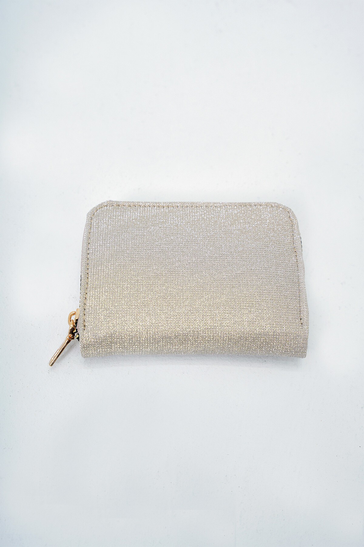 Gold Fermuarlı Para Bölmeli Simli Şık Mini Katlık Cüzdan