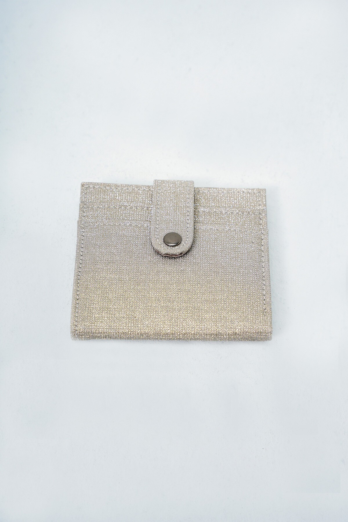 Gold Kağıt Para Bölmeli Çıtçıt Kapamalı Şık Simli Cüzdan Kartlık