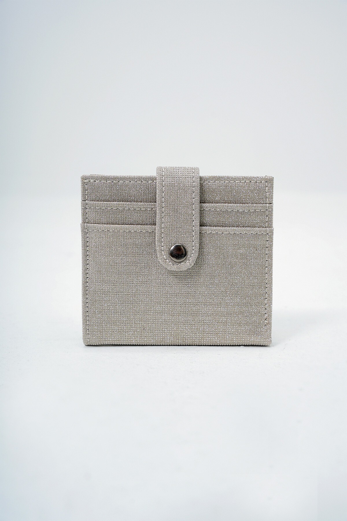 Gold Kağıt Para Bölmeli Çıtçıt Kapamalı Şık Simli Cüzdan Kartlık