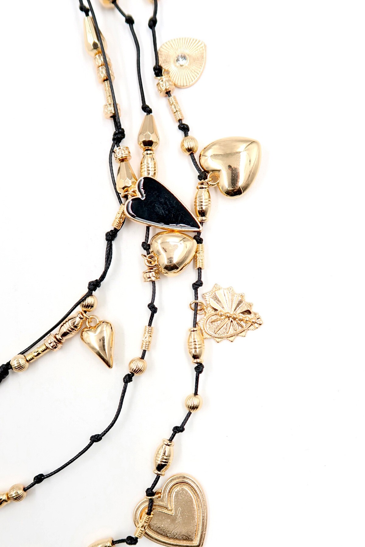 Gold Kalp Charmlı 3Lü Kolye Seti