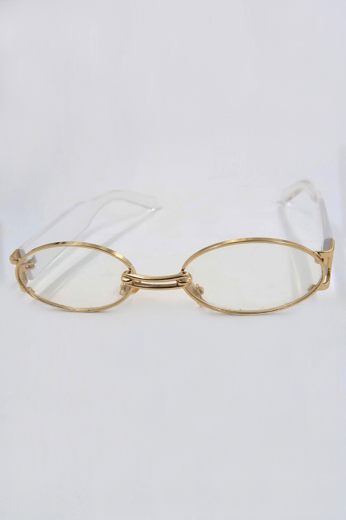 Gold Oval Kesim Metal Gold Çerçeveli Şeffaf Güneş Gözlüğü