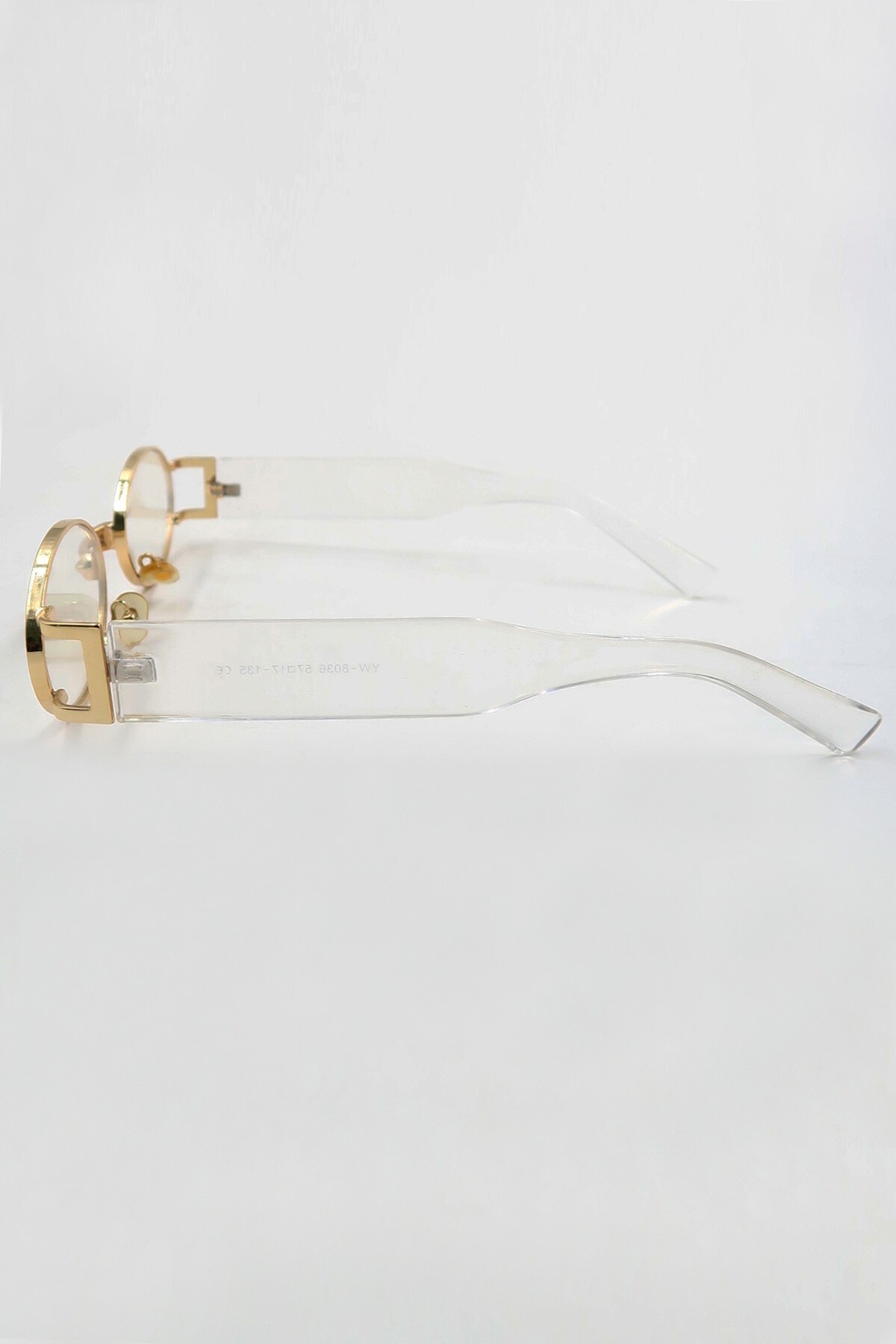 Gold Oval Kesim Metal Gold Çerçeveli Şeffaf Güneş Gözlüğü