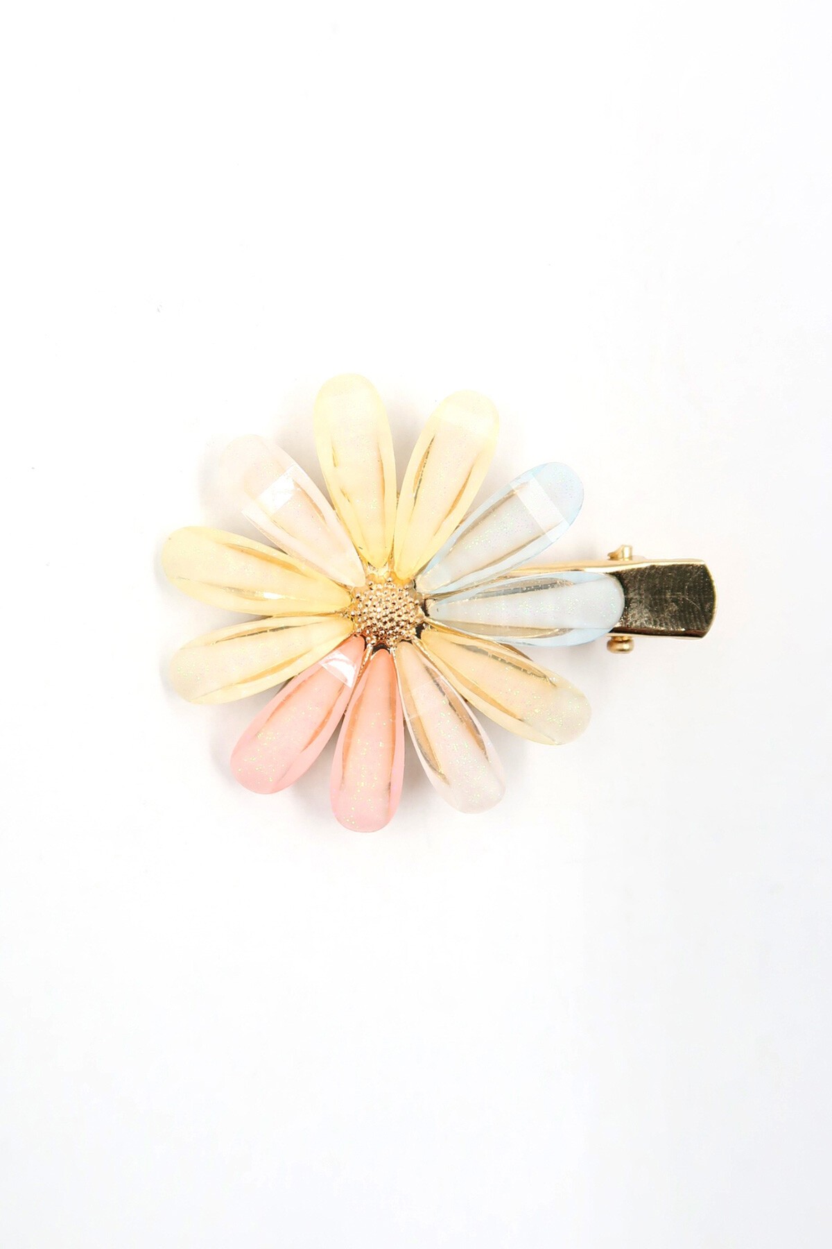 Gold Sedef Çiçekli İnci Detaylı Zirkon Taşlı 3Lü Saç Tokası Seti