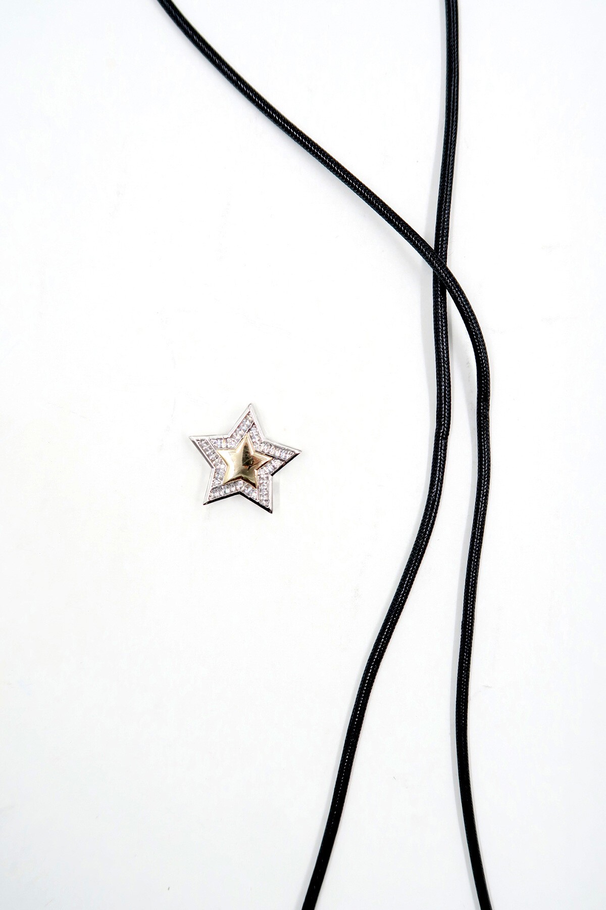 Gold Zirkon Taşlı Gold Yıldızlı Kordon Ayarlanılabilir Kolye