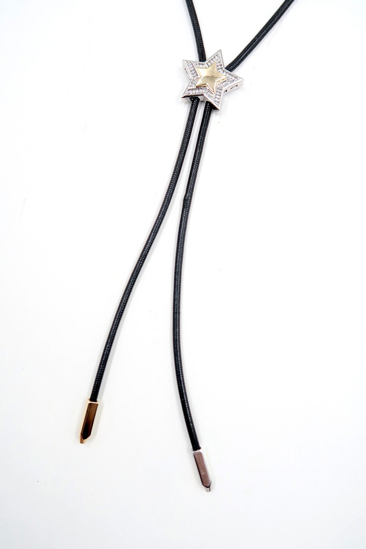 Gold Zirkon Taşlı Gold Yıldızlı Kordon Ayarlanılabilir Kolye